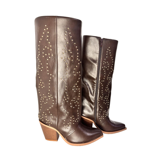 Texano Rosso di Sera Marrone – Borchie Oro
