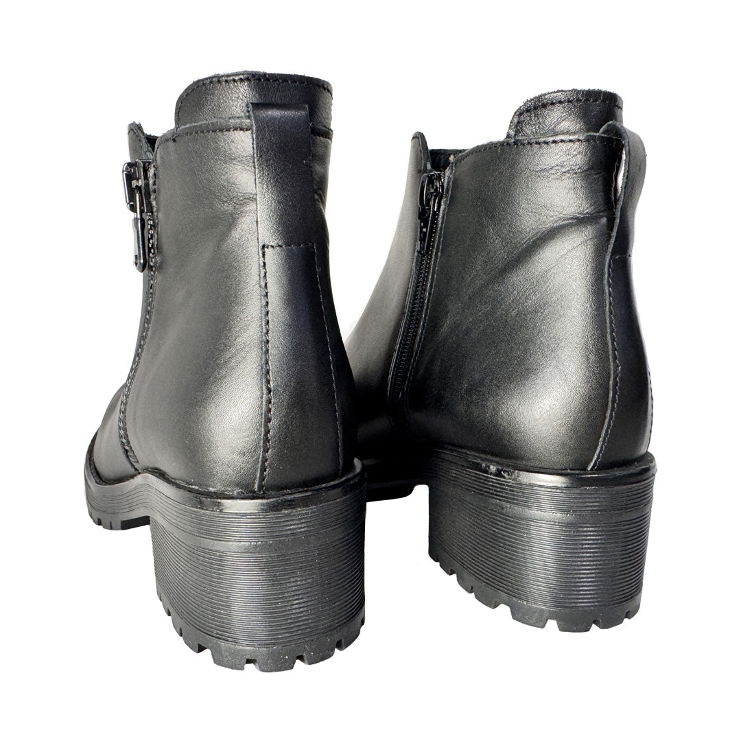 Tronchetto Donna Nero in Ecopelle Rosaerosa – Doppia Zip e Tacco 5 cm