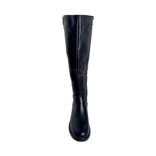 Stivale nero in ecopelle con inserto a V sul gambale – tacco 20