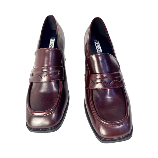 Décolleté Karos Bordeaux Modello Mocassino – Tacco Squadrato 7 cm