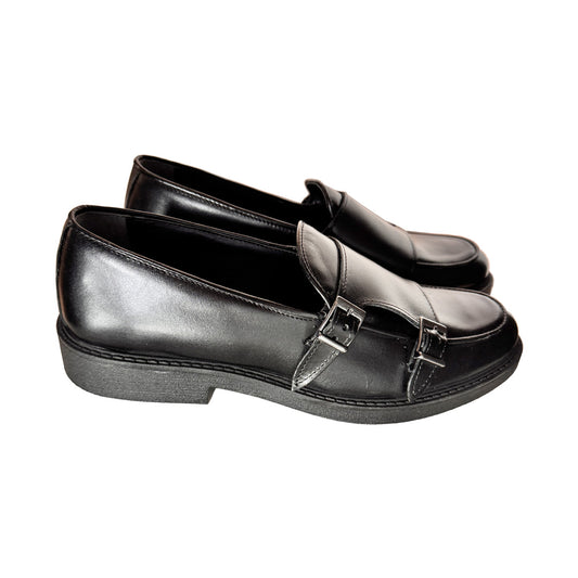 Mocassino Freetime Uomo in Pelle Nera - Doppia Fibbia Silver
