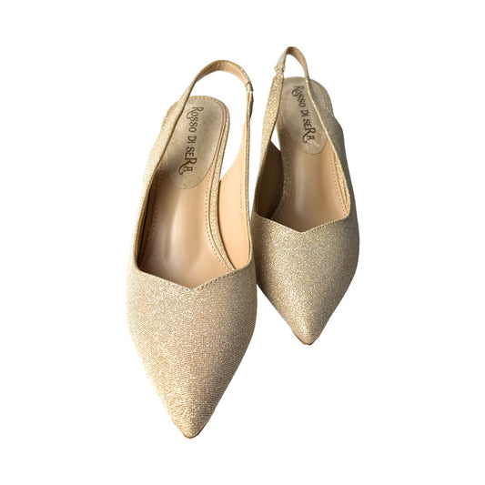 Décolleté Chanel Rosso di Sera in Raso Champagne – Cinturino