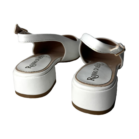 Slingback bianca Rosso di Sera in ecopelle – Tacco 3 cm