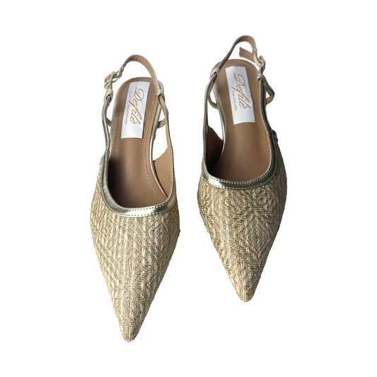 Defilè Chanel Oro in Ecopelle Effetto Vimini – Tacco 5 cm con Braccialetto