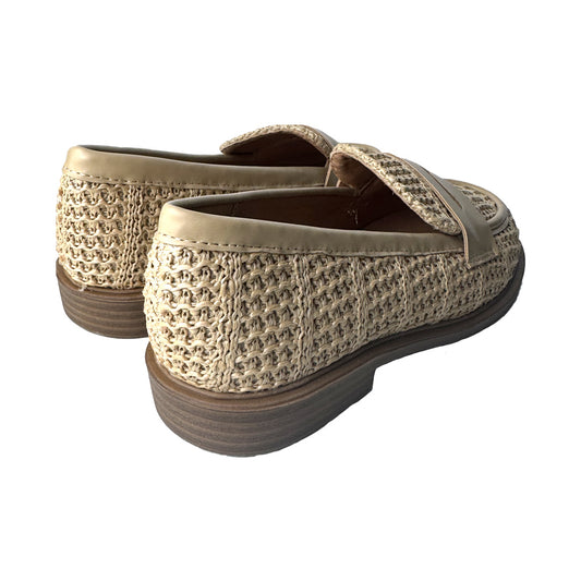 Defilè Mocassino Effetto Paglia Intrecciato Beige – Tacco 2 cm