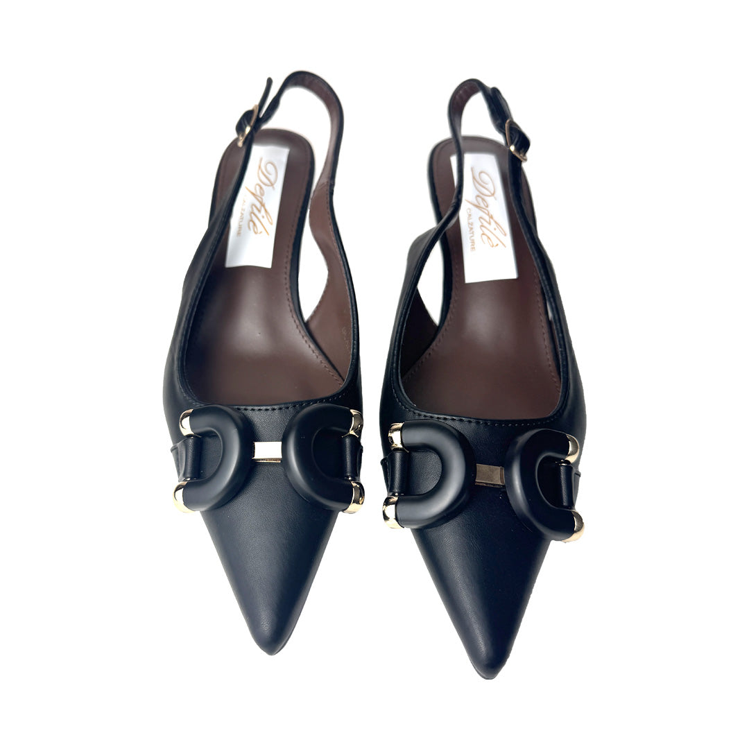 Defilè Chanel Nera in Ecopelle – Tacco 5 cm con Decoro