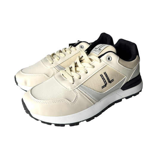 Lancetti Sneaker Uomo Panna e Nera in Tela ed Ecopelle – Platform Bicolor