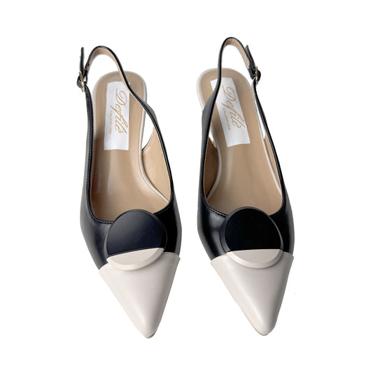 Defilè Slingback Bicolore con Dettaglio Bombato – Tacco 5 cm