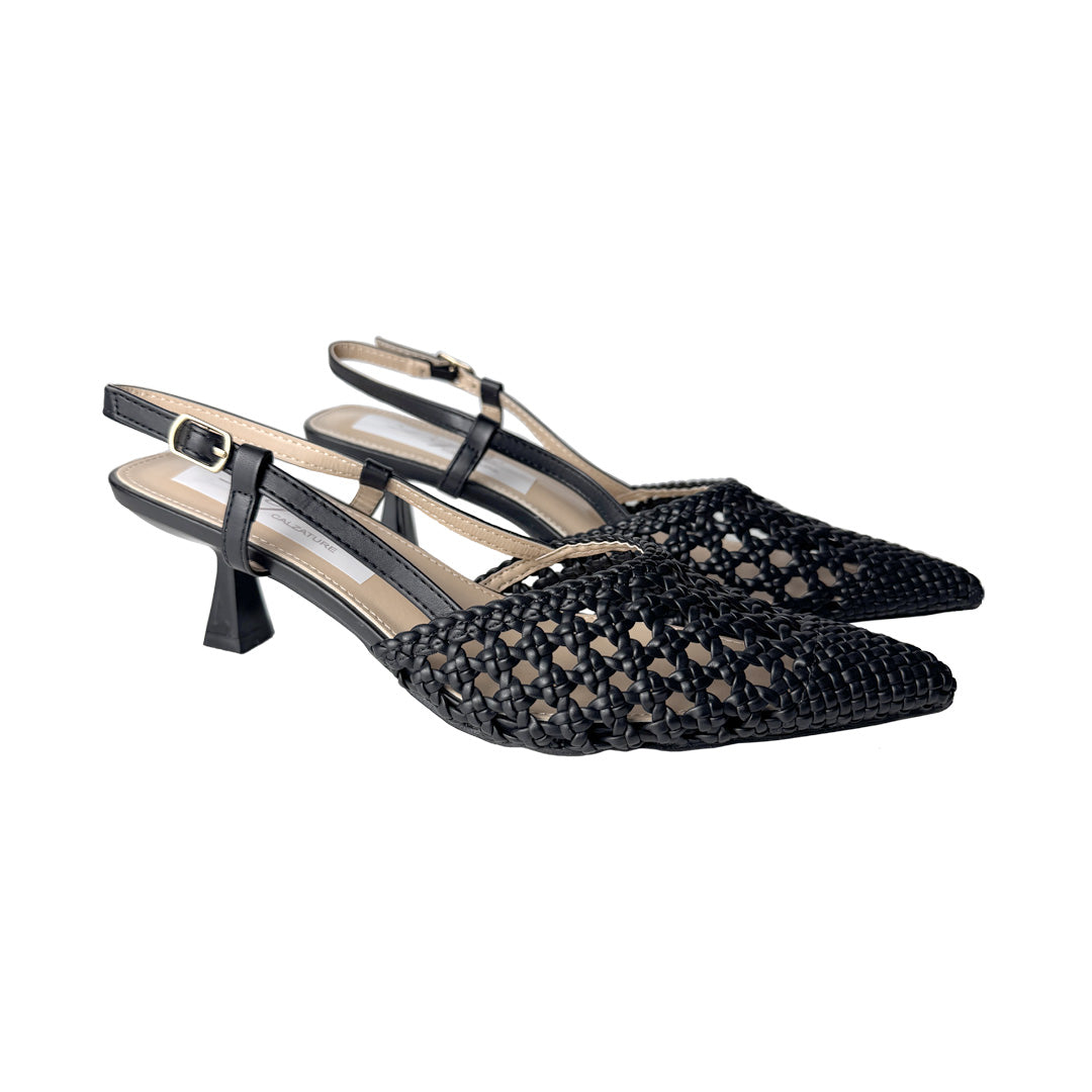 Chanel nera Defilè effetto macramè – Tacco 5 cm