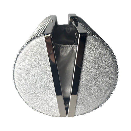 Clutch Defilé Argentata con Strass e Tracolla da Sera