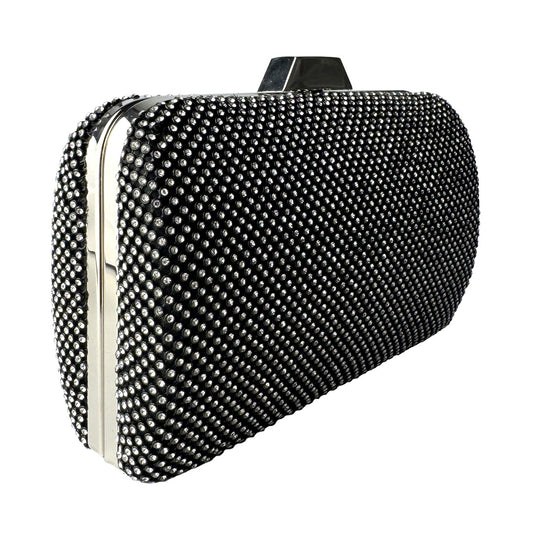 Clutch Defilé Nera con Strass e Tracolla da Sera