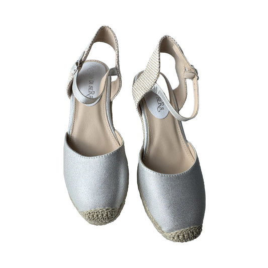 Espadrillas Argento Glitter con Zeppa in Corda – Rosso di Sera