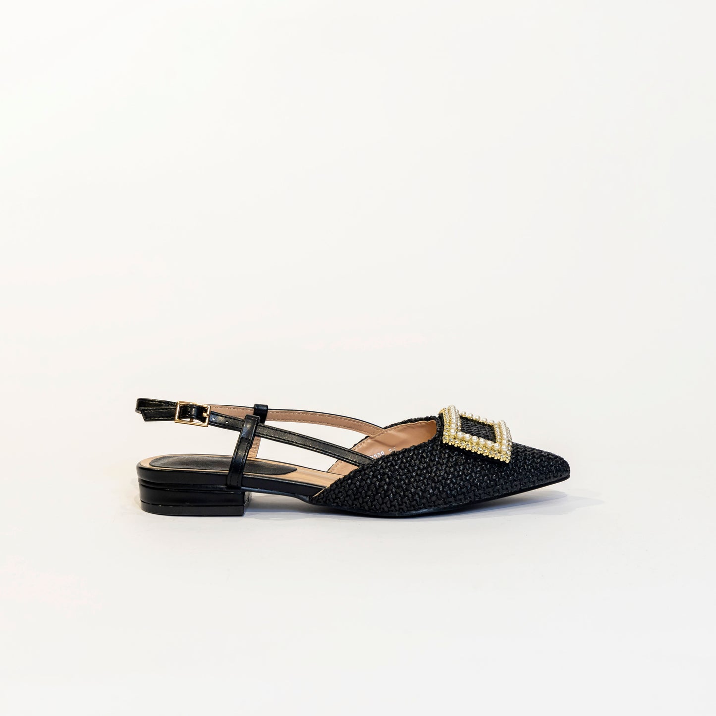 Slingback effetto raffia nero