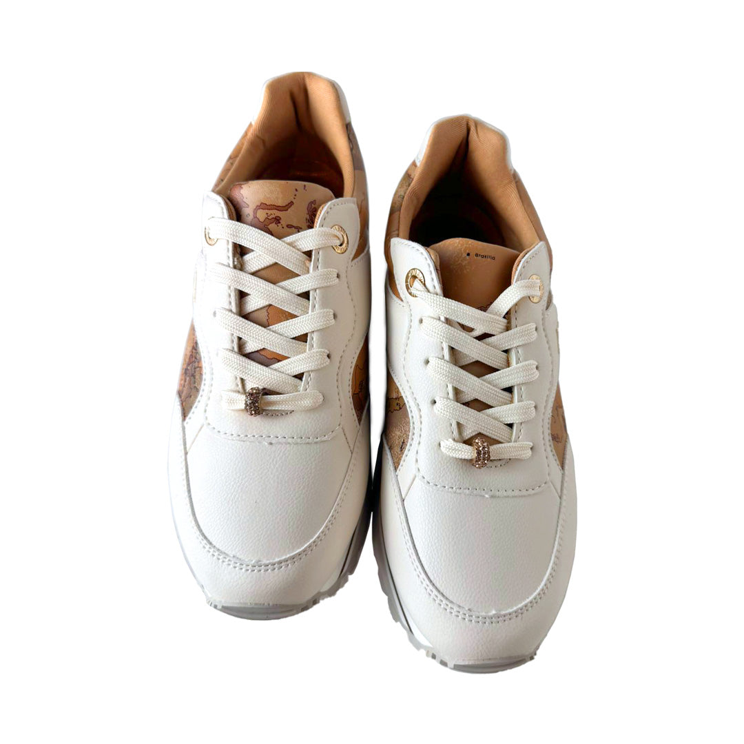 Sneaker Donna 1ª Classe Bianco/Beige – Dettagli Gioiello