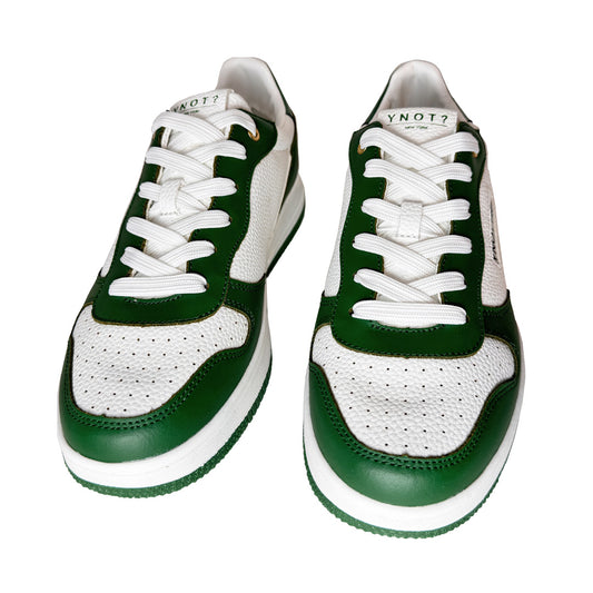 Sneaker Uomo YNOT? – Pelle Martellata Bianco e Verde – Limited Edition