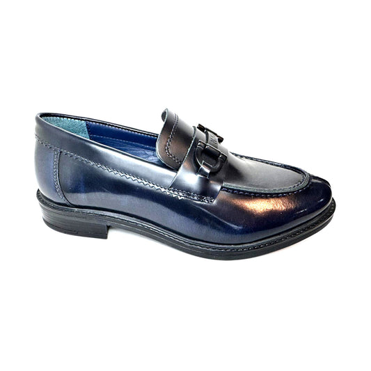 Mocassino blu Abrasivato con Catena Logata - Nazareno Gabrielli