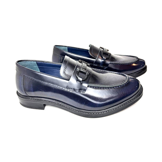 Mocassino blu Abrasivato con Catena Logata - Nazareno Gabrielli