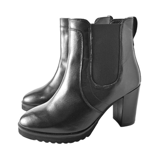 Tronchetto Donna in Vera Pelle nero - MONI - Elasticizzato e Tacco 80 Carrarmato