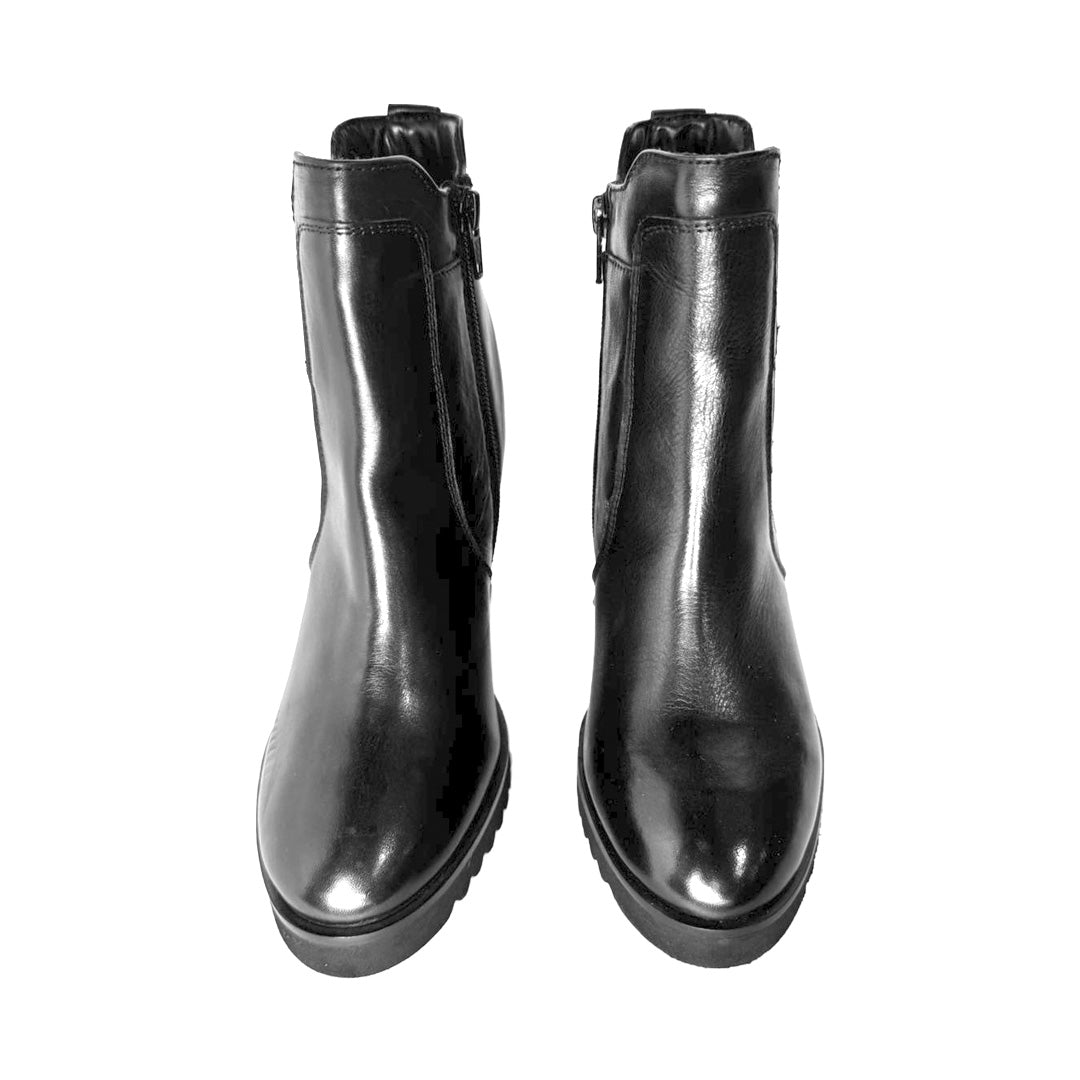 Tronchetto Donna in Vera Pelle nero - MONI - Elasticizzato e Tacco 80 Carrarmato