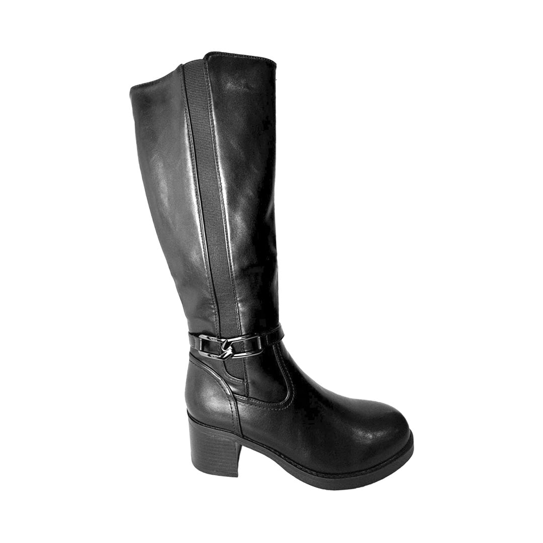 Stivale Nero Rosso di Sera con Catena Laterale | Modello Elasticizzato