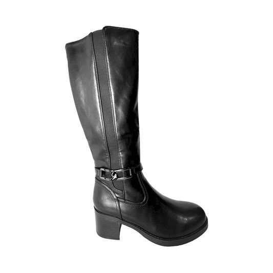 Stivale Nero Rosso di Sera con Catena Laterale | Modello Elasticizzato