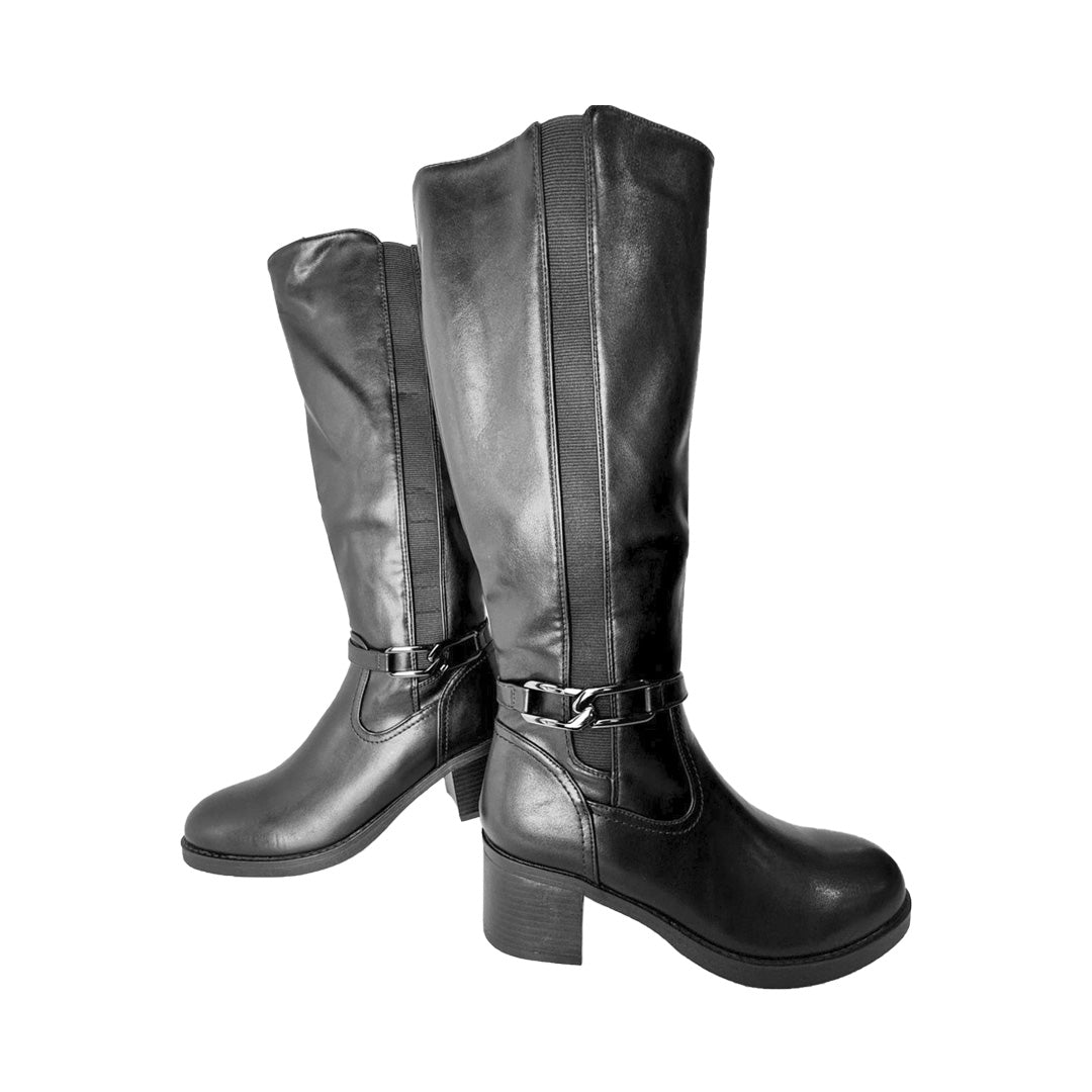 Stivale Nero Rosso di Sera con Catena Laterale | Modello Elasticizzato