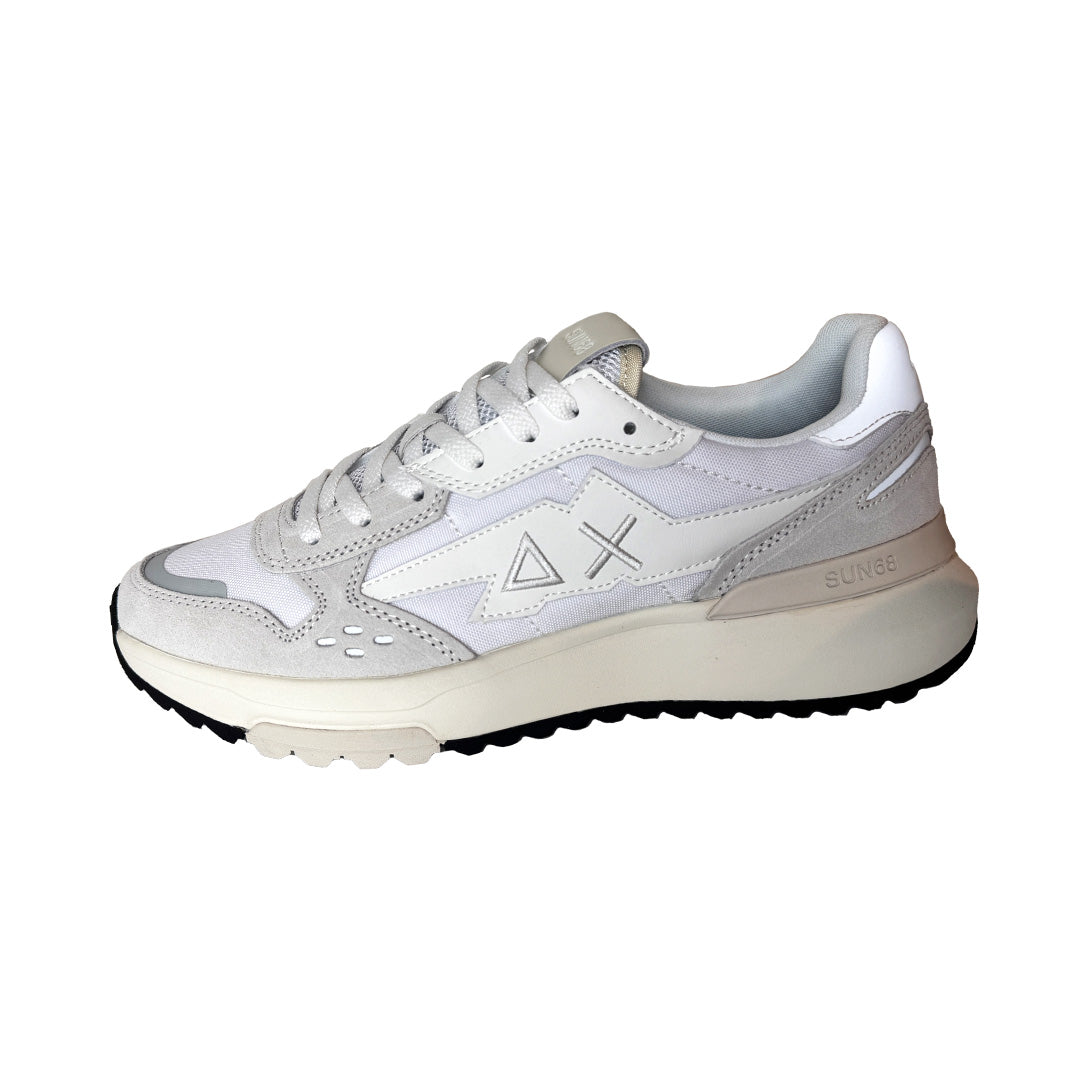 Sneaker Uomo Sun68 AX Bianca in Tela e Suede | Logo Laterale