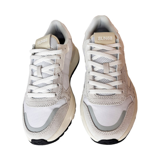 Sneaker Uomo Sun68 AX Bianca in Tela e Suede | Logo Laterale