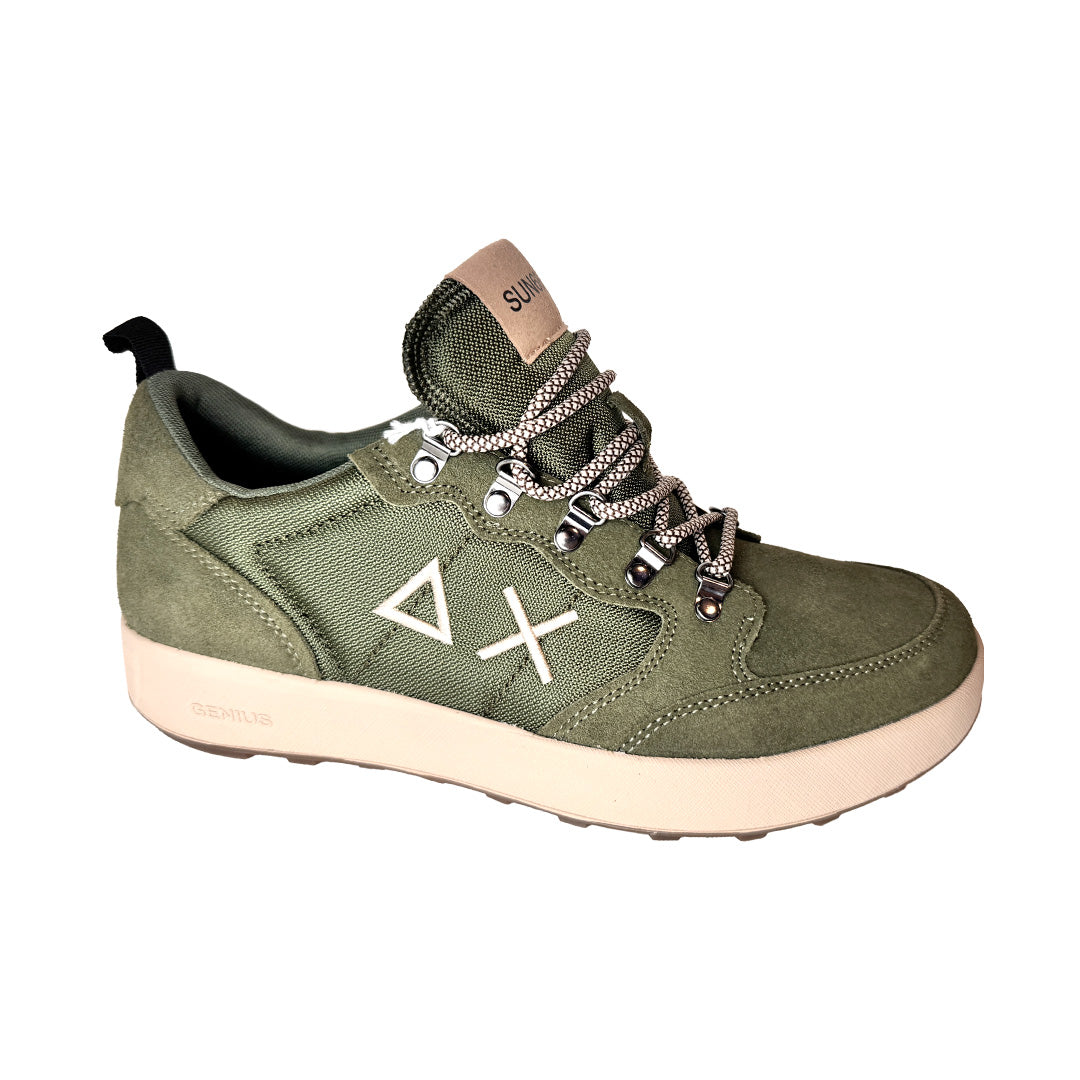 Sneaker Uomo Ax Sun68 Suede & Tela Militare Scuro - Design Esclusivo