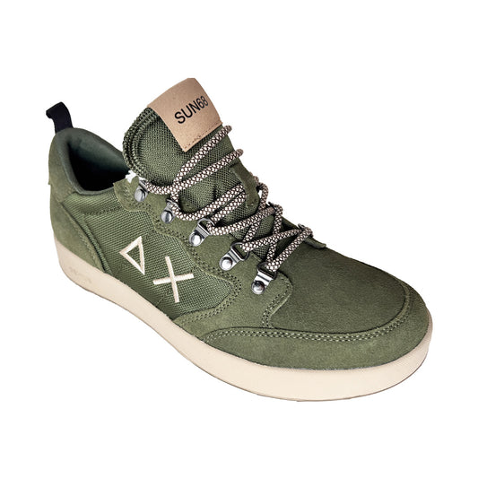Sneaker Uomo Ax Sun68 Suede & Tela Militare Scuro - Design Esclusivo