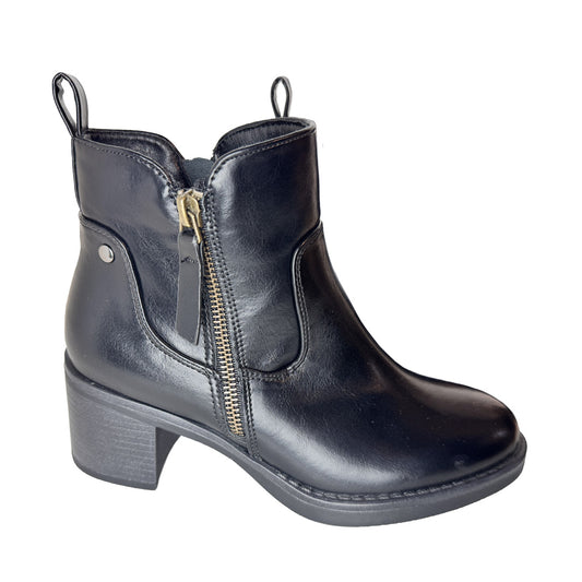 Tronchetti Donna Neri Punta Tonda "Rosso Di Sera" – Dettagli in Oro Opaco