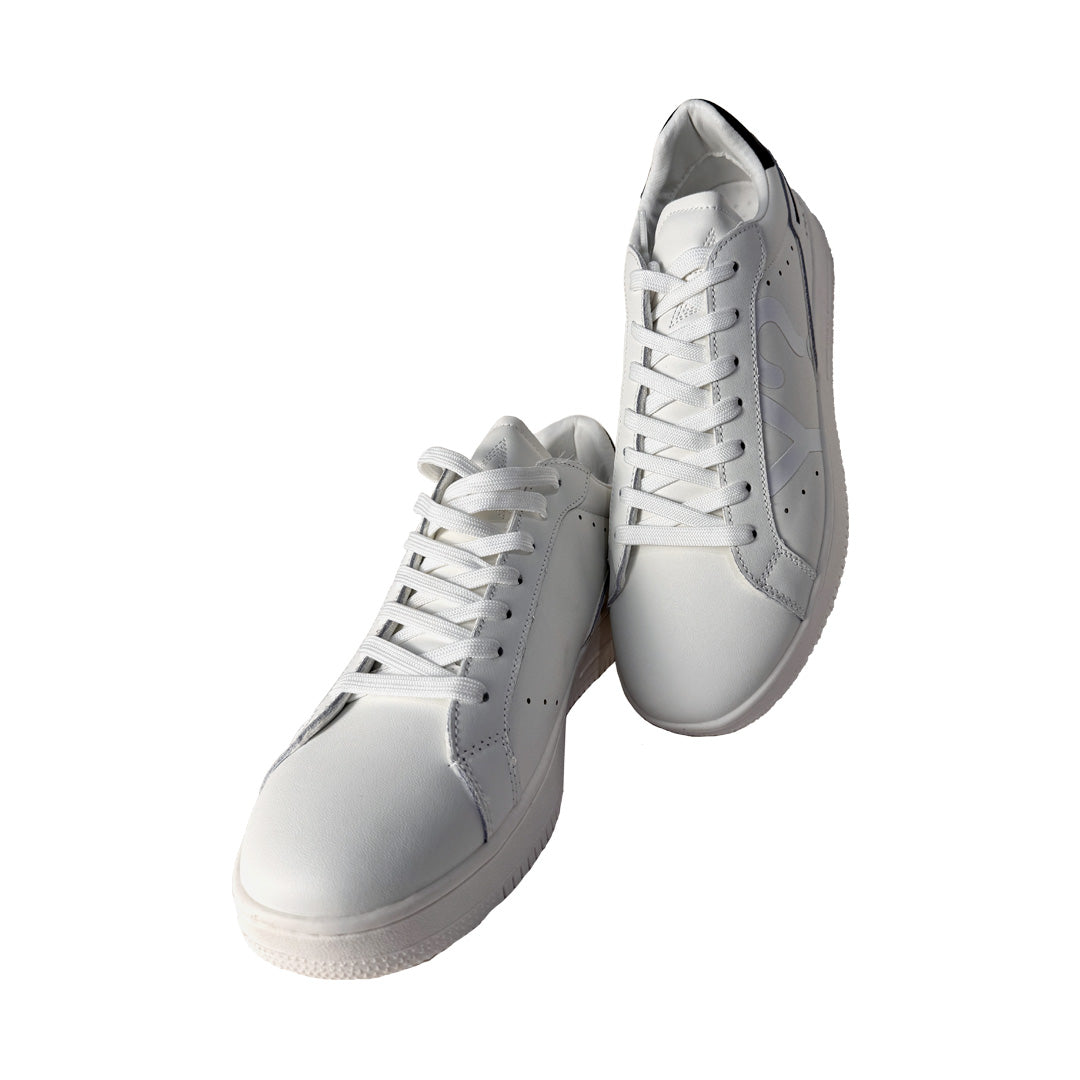 Sneaker Uomo YNOT? in Vera Pelle Bianca e Tallone Nero
