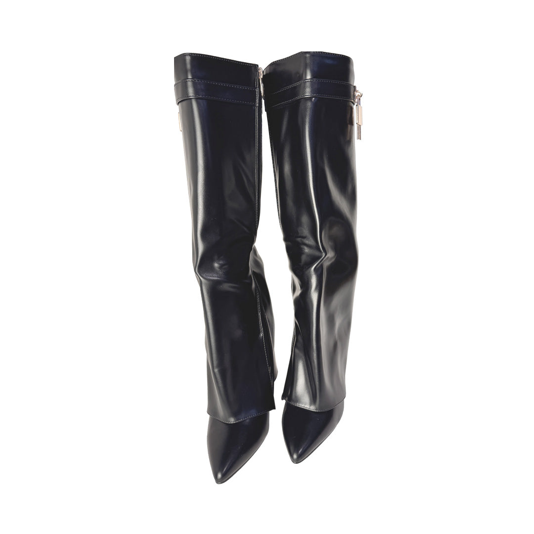 Stivale Donna Elegante La Flor: Ecopelle Nera, Tacco 8 cm