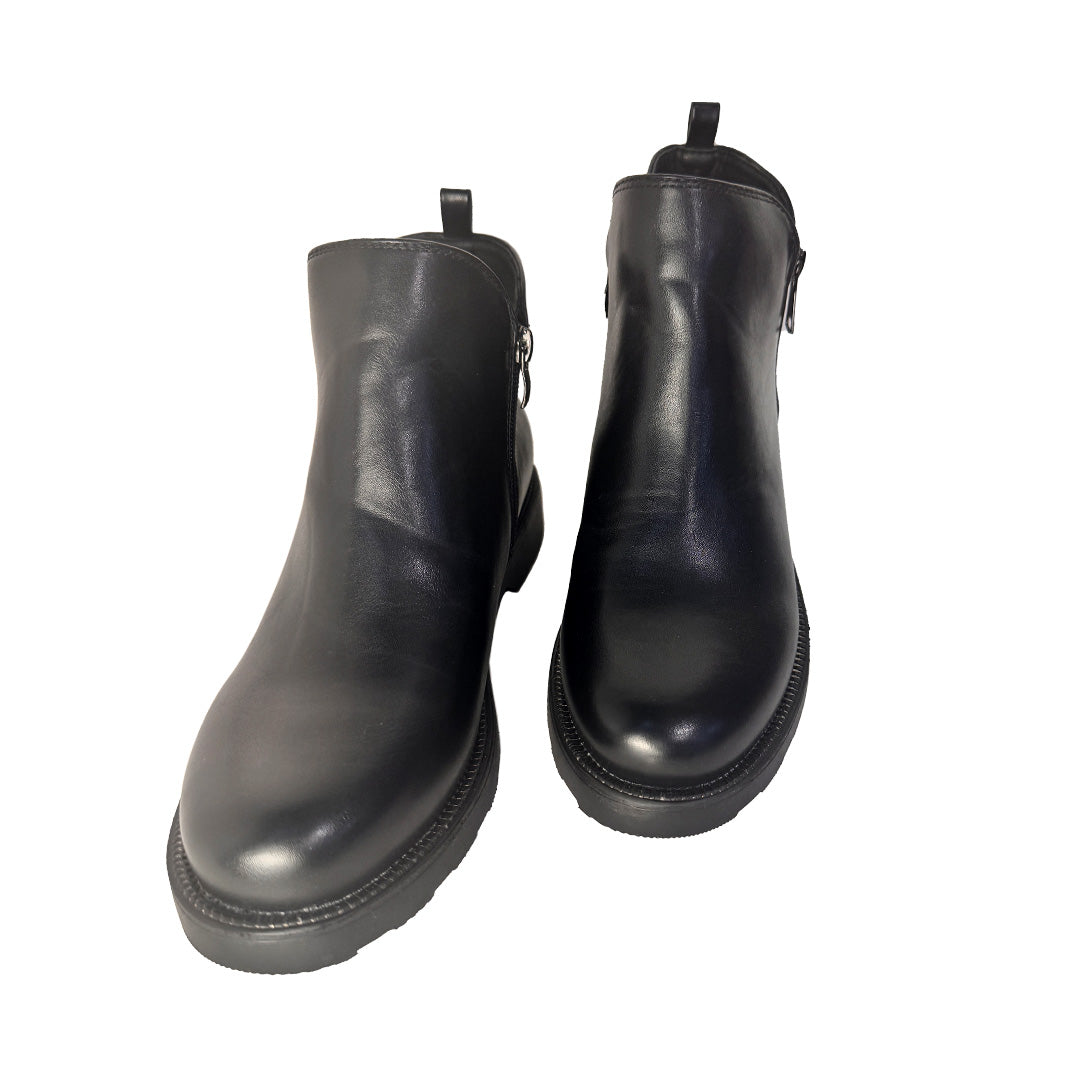 Kammi Beatles Donna Nere in Ecopelle – Stivaletto Corto con Zip e Suola Antiscivolo