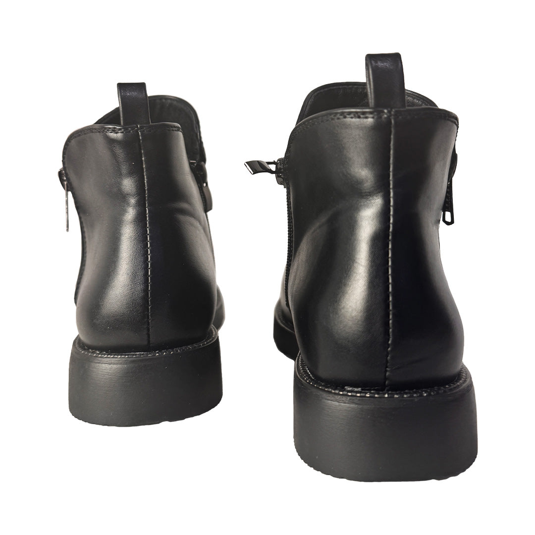 Kammi Beatles Donna Nere in Ecopelle – Stivaletto Corto con Zip e Suola Antiscivolo