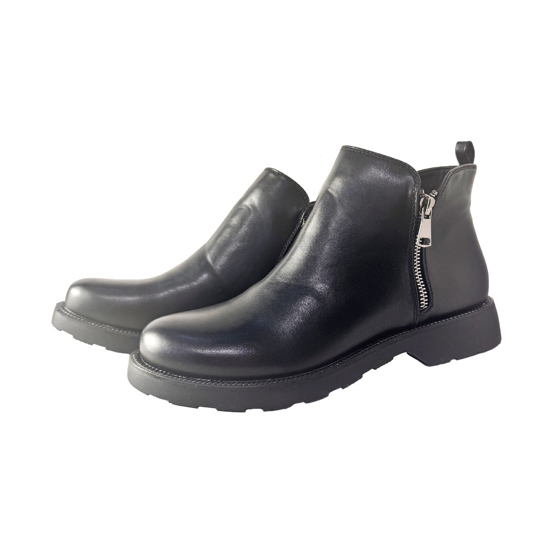 Kammi Beatles Donna Nere in Ecopelle – Stivaletto Corto con Zip e Suola Antiscivolo