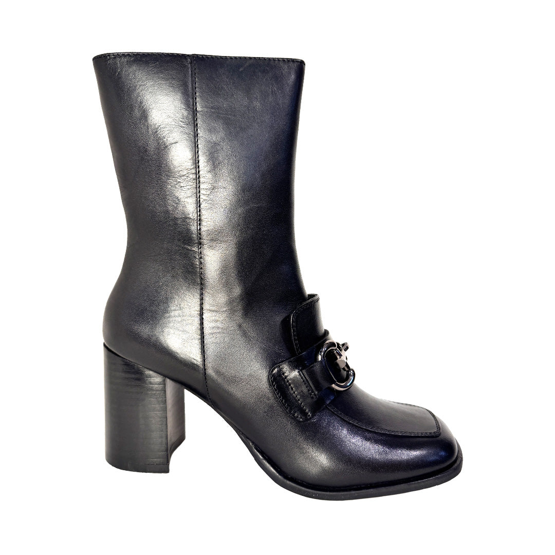 Tronchetto Donna Estrodonna in Pelle Nera con Catena Antracite