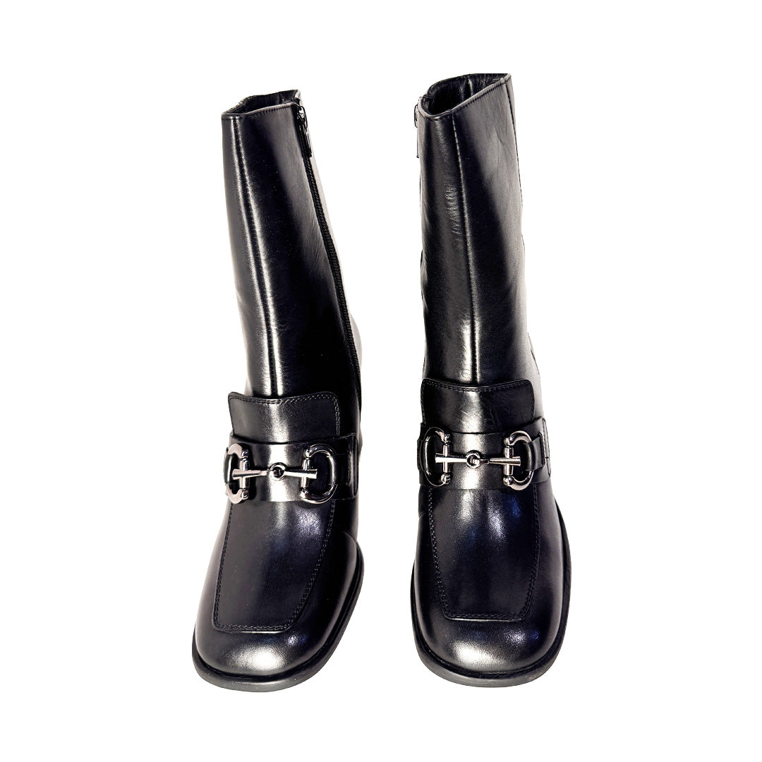 Tronchetto Donna Estrodonna in Pelle Nera con Catena Antracite