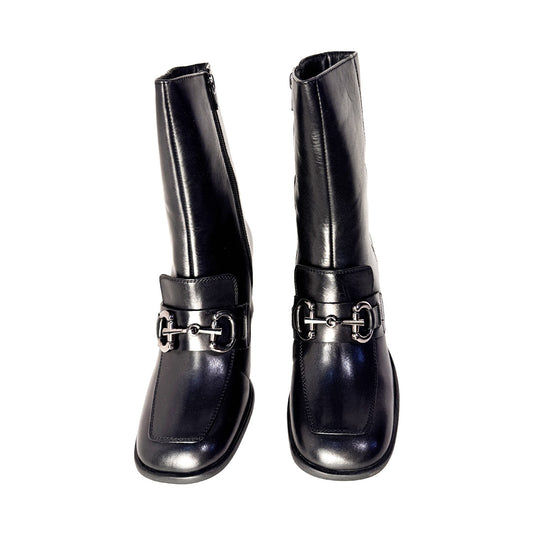 Tronchetto Donna Estrodonna in Pelle Nera con Catena Antracite