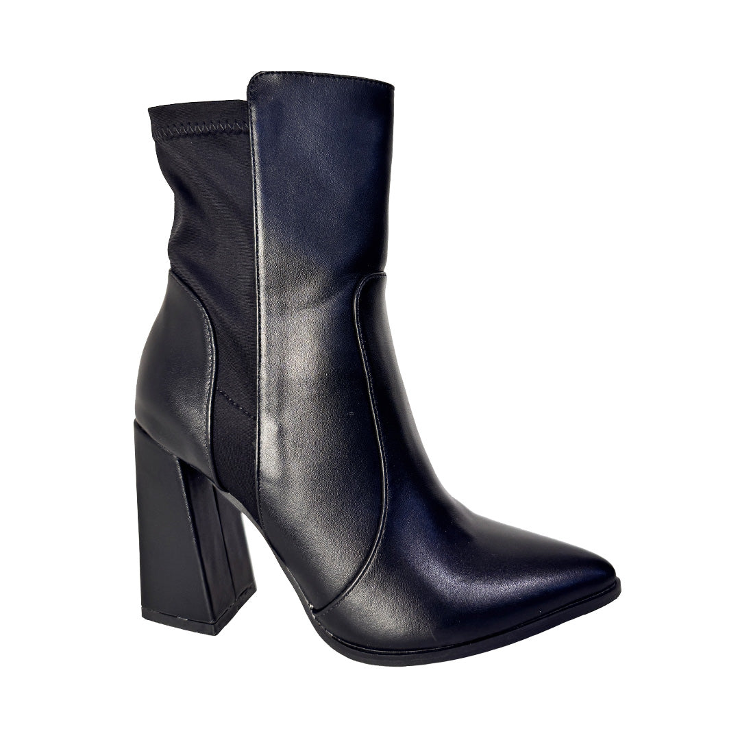 Tronchetto Donna Karos Nero Effetto Calza - Tacco 9 cm e Suola Antiscivolo