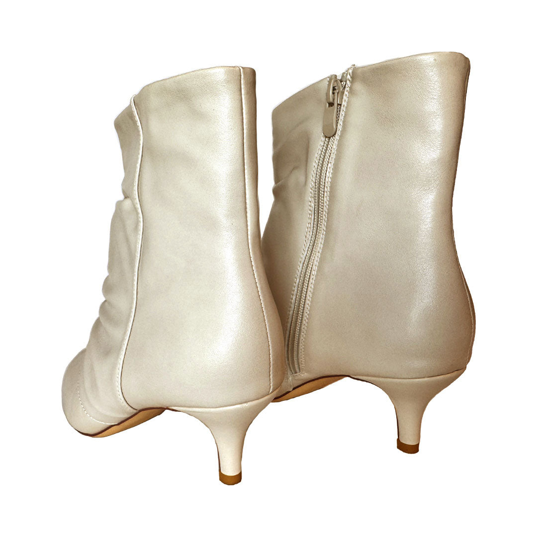 Tronchetto Donna C'est Moi Beige Ecopelle - Effetto Drappeggio e Tacco 5 cm