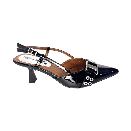 Chanel Rosso di Sera in Vernice Nera – Fibbia con Occhielli e Tacco 7 cm