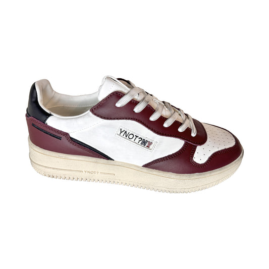 Sneaker Alta Uomo YNOT? Pelle Bianco/Burgundy – Effetto Dirty Vintage