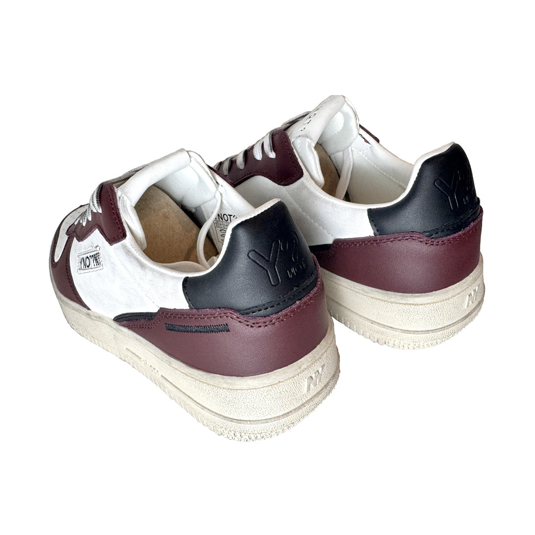 Sneaker Alta Uomo YNOT? Pelle Bianco/Burgundy – Effetto Dirty Vintage