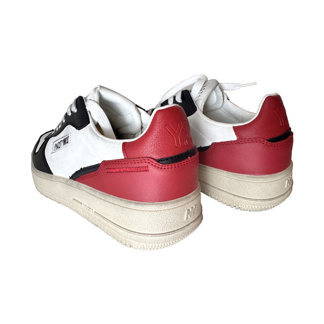 Sneaker Uomo YNOT? Pelle Bianco Nero Rosso | Altezza 20 cm