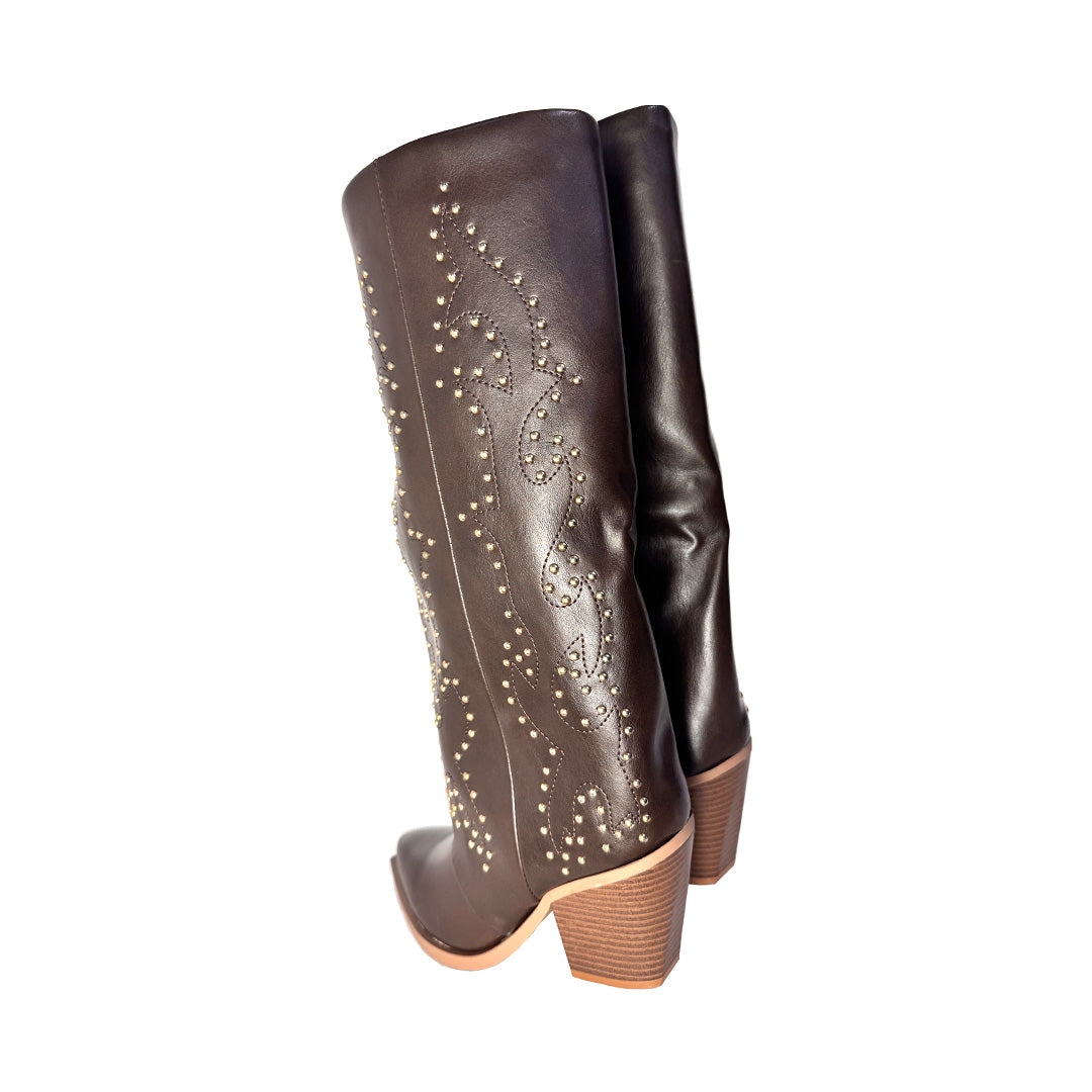 Texano Rosso di Sera Marrone – Borchie Oro