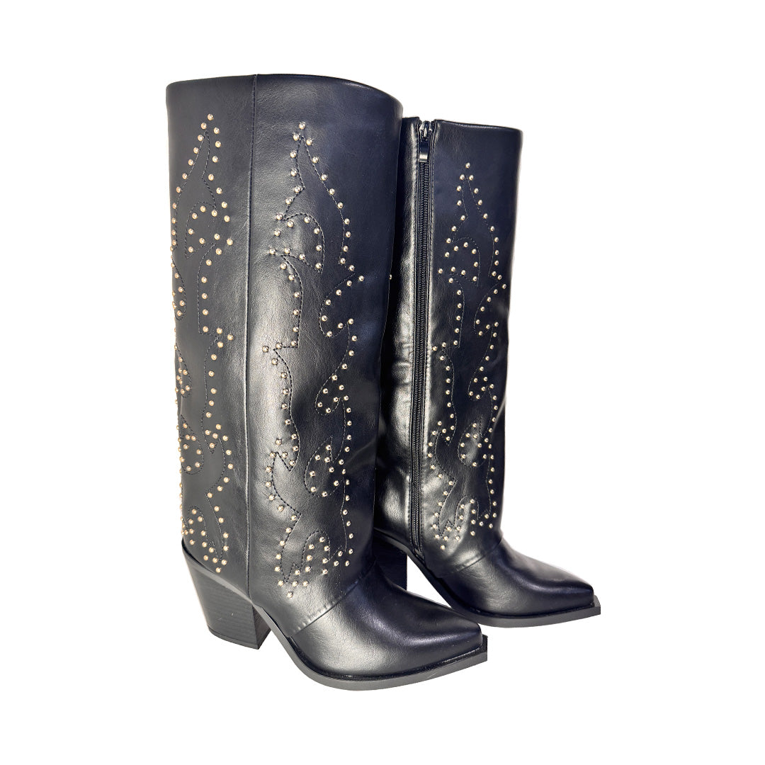 Texano Rosso di Sera Nero – Borchie Oro