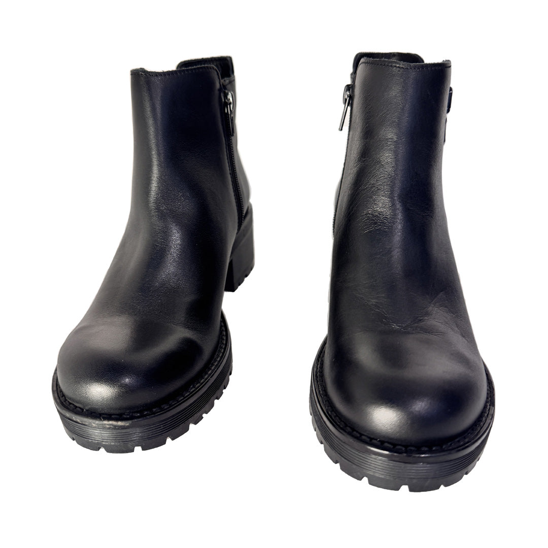 Tronchetto Donna Nero in Ecopelle Rosaerosa – Doppia Zip e Tacco 5 cm