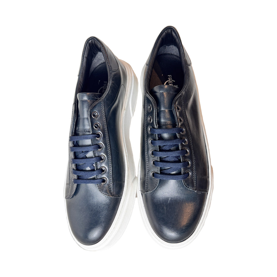 Sneakers Uomo Freetime Blu Vitello – In Ecopelle con Suola Bianca