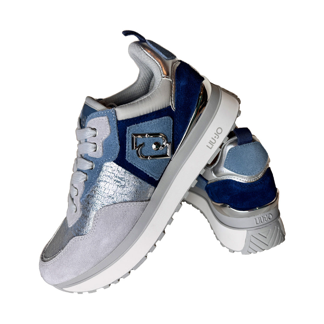 Sneakers Donna Liu Jo – In Tela e Suede Metallic con Logo Silver